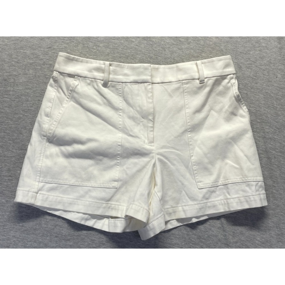 Ann Taylor Utility Chino Shorts Womens 8 White Stretch Casual Summer Everyday